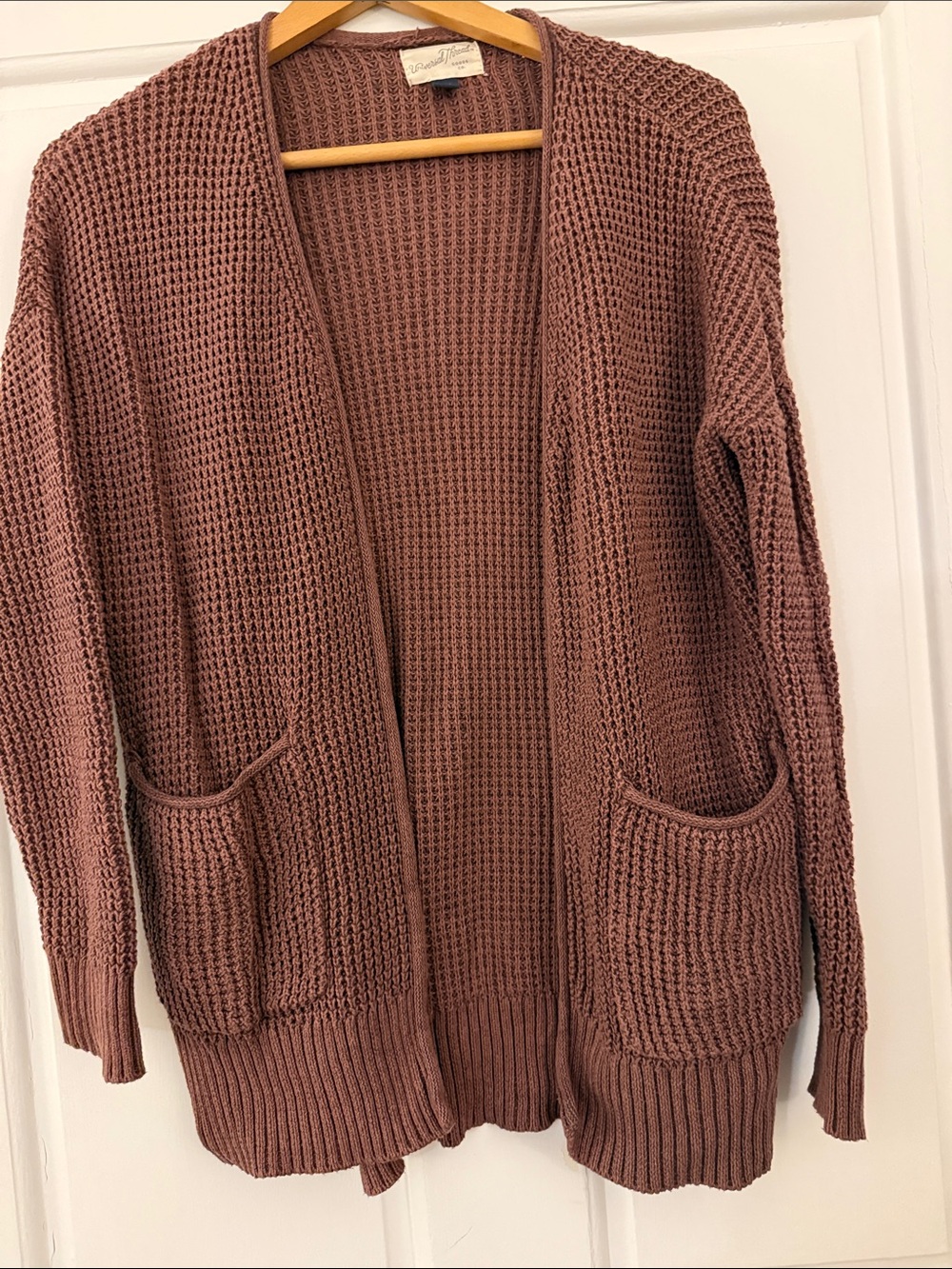 Universal Thread rust Open-Front Knit Cardigan med